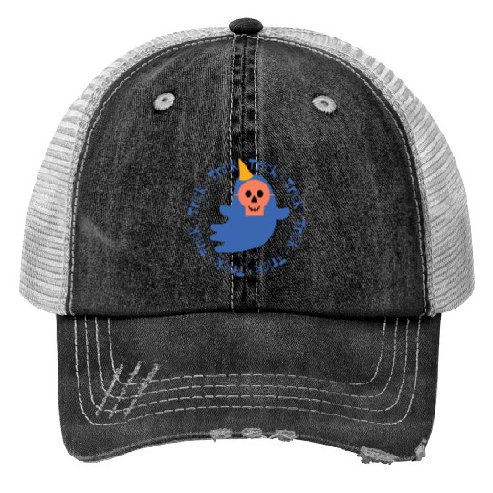 Halloween Trick Print Trucker Hats