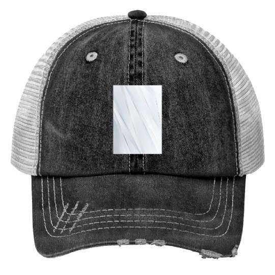 Luxury White Silver Stripes Print Trucker Hats