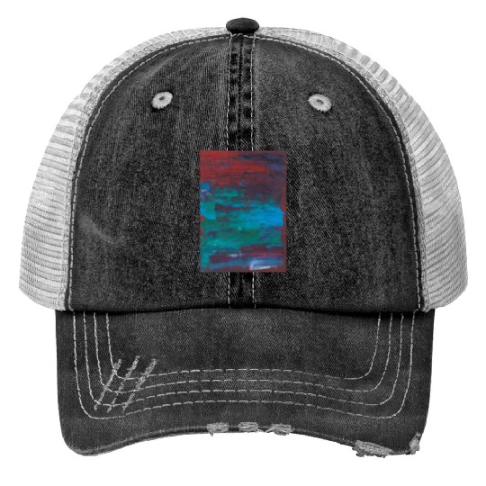 Abstract Red Green Minimalist Painting Print Trucker Hats