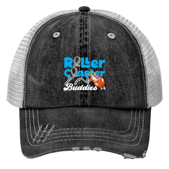 Roller Coaster Friends Besties Print Trucker Hats