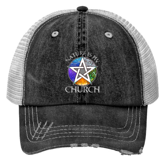 Nature Is My Church Print Trucker Hats