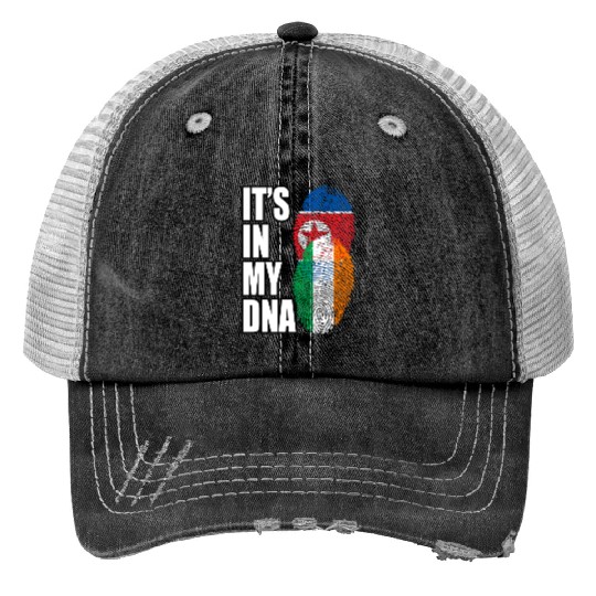 North Korean And Irish Mix Heritage DNA Flag Print Trucker Hats
