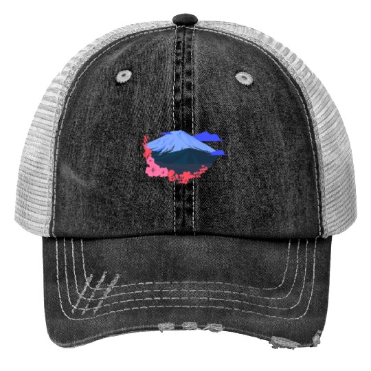 Mount Fuji Print Trucker Hats