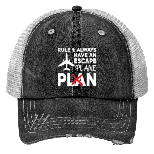 Airline Pilot Pun Escape Plane Aircraft Pilot Print Trucker Hats