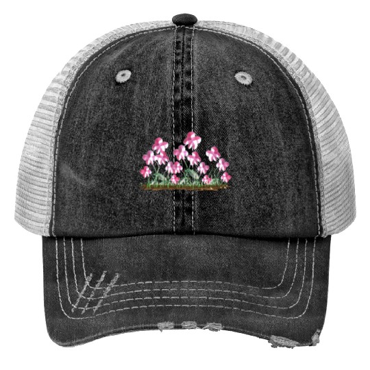 plants pink flowers nature icon Print Trucker Hats