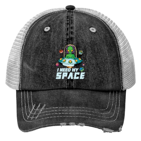Alien Extraterrestrial Area 51 UFO Space Geek Gift Print Trucker Hats