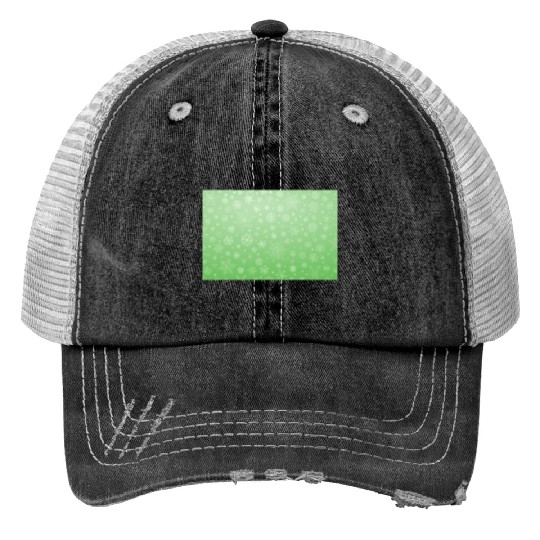 Abstract Green Snowflakes Pattern Print Trucker Hats