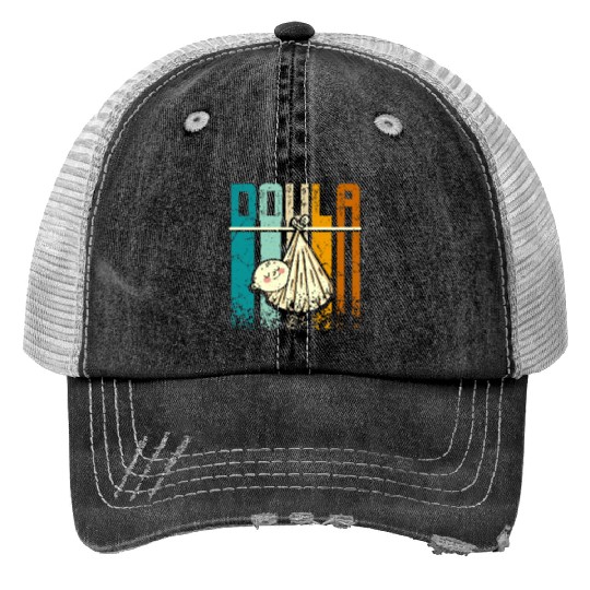 Retro Vintage Doula Print Trucker Hats