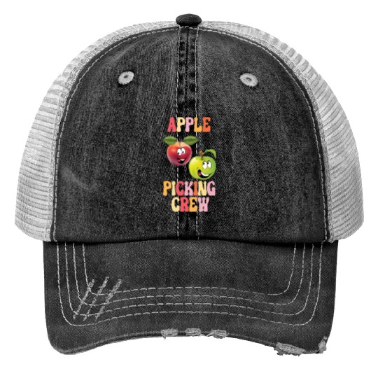 Apple Picking Crew Apple Picking Outfit Apple Print Trucker Hats