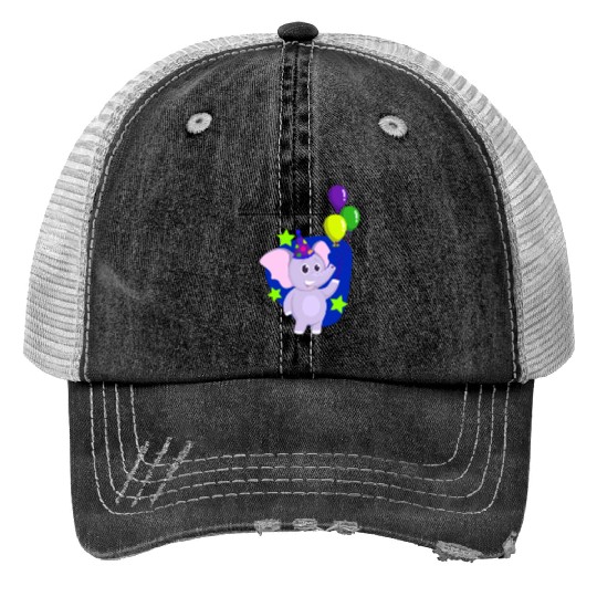 Mama Elephant Print Trucker Hats Cute Classic
