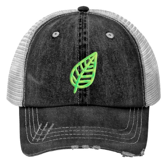 leaf icon nature green thick Print Trucker Hats