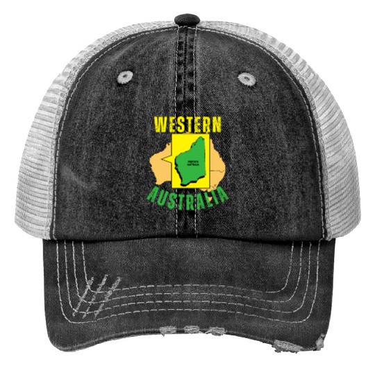 Western Australia Yellow and Green Print Trucker Hats