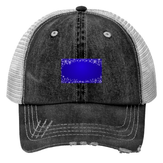 Modern Navy Blue Snowflakes Pattern Print Trucker Hats