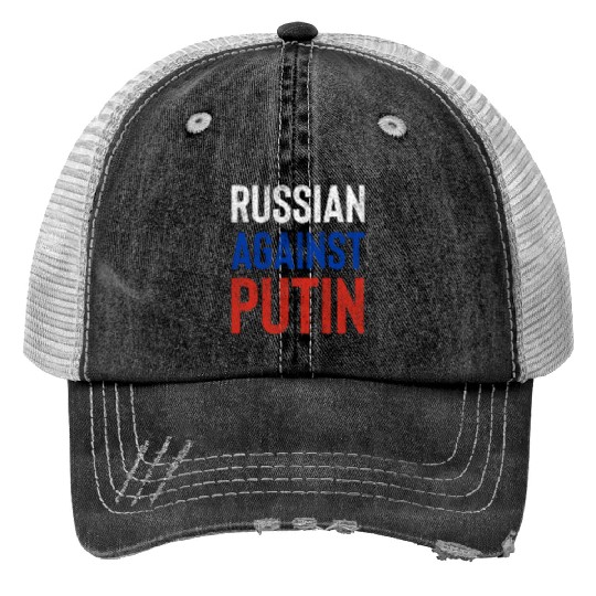 Russian against Putin russia flag grunge Print Trucker Hats