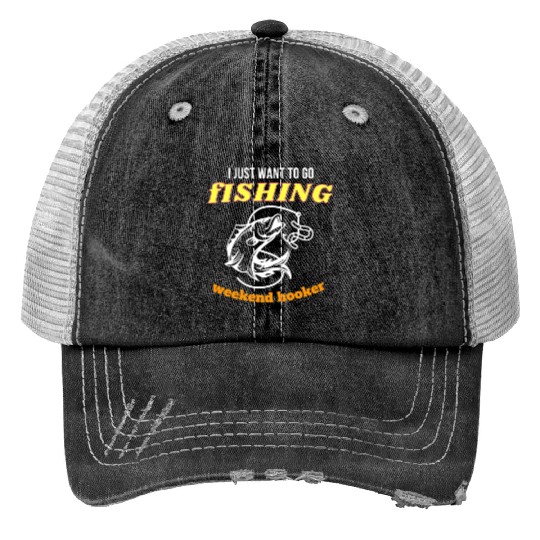 Fishing Lifestyle weekend hooker Print Trucker Hats