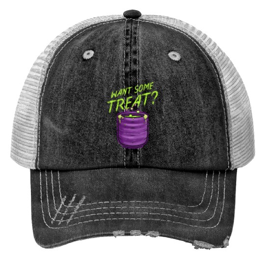 Want Some Treat Pot Of Green Witch Tea Slime Print Trucker Hats