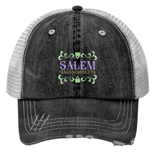 Salem Massachusetts Ouija Love Print Trucker Hats