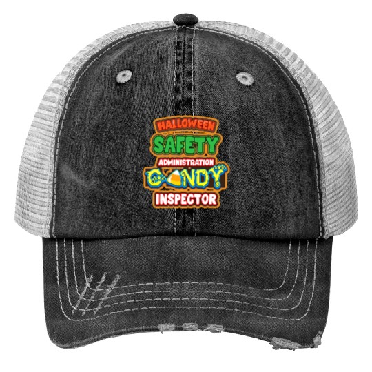 Halloween Costume Halloween Safety Candy Inspector Print Trucker Hats