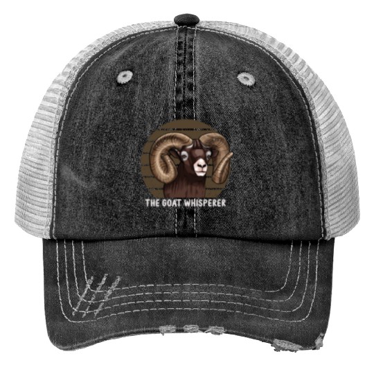 The Goat Whisperer Funny Goat Lover Farmer Print Trucker Hats
