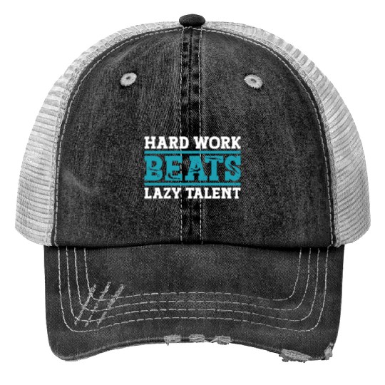 Swimmer Swimming Hard Work Beats Lazy Talent Print Trucker Hats