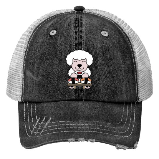 Sushi Lover Poodle Print Trucker Hats