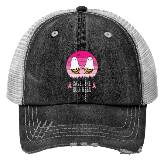Save the Boo Bees Breast Cancer Awareness Print Trucker Hats