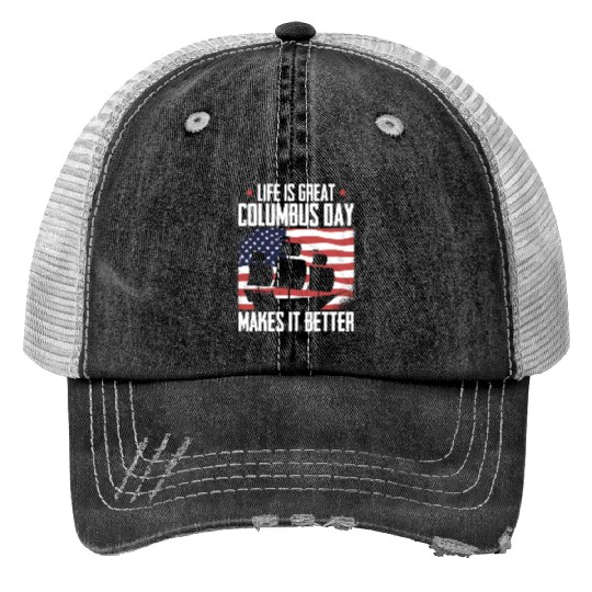 Columbus Day 1492 Print Trucker Hats