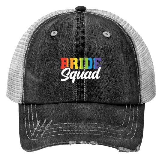 Bride Squad Lgbt Couple Wedding Gay Pride Bridal Print Trucker Hats