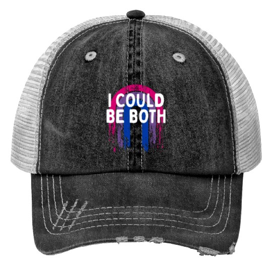 I Could Be Both Bisexual LGBTQ Bi Pride Pansexual Print Trucker Hats