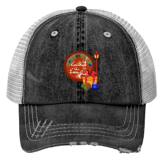 Cute A Christmas Carol God Bless Us Everyone Lamp Print Trucker Hats