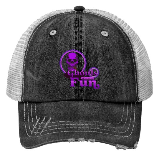 Ghouls Just Wanna Have Fun Purple Halloween Print Trucker Hats