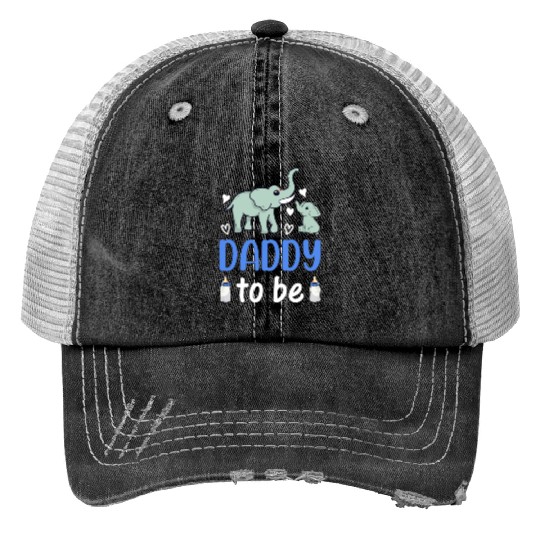 New Daddy Paternity New Dad - Elephant Daddy To Be Print Trucker Hats