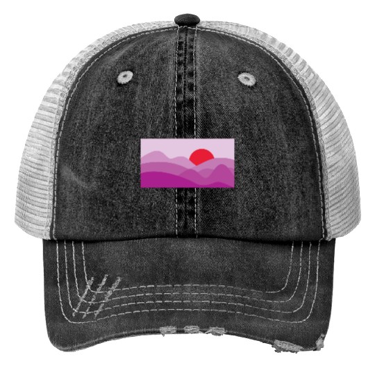 Minimalist Sun Fandango Purple Print Trucker Hats