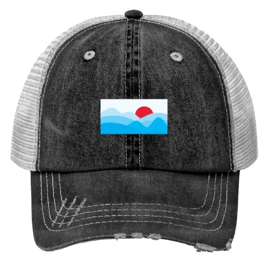 Minimalist Sun Light Blue Print Trucker Hats