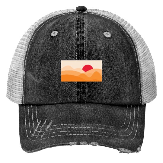 Minimalist Sun Orange Print Trucker Hats