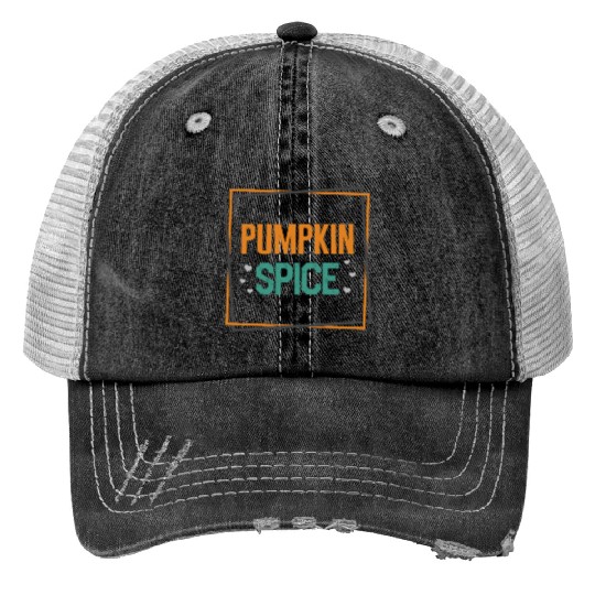 Halloween Theme Cute Pumpkin Spice Coffee Lover Print Trucker Hats