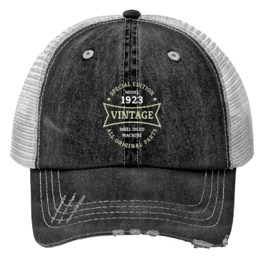 Born 1923 Vintage 100 Year Old 100th Birthday Gift Print Trucker Hats