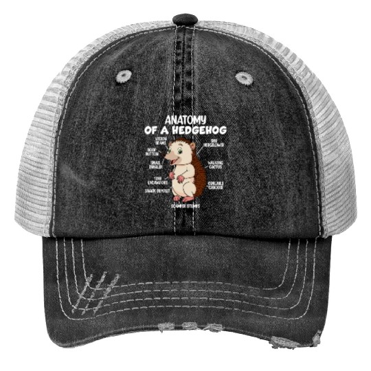 Anatomy Of A Hedgehog Print Trucker Hats