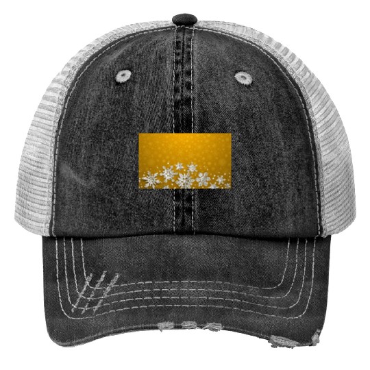 Yellow Snowflakes Pattern Print Trucker Hats