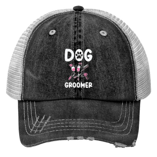 Dog Groomer Canine Grooming Hygiene Print Trucker Hats