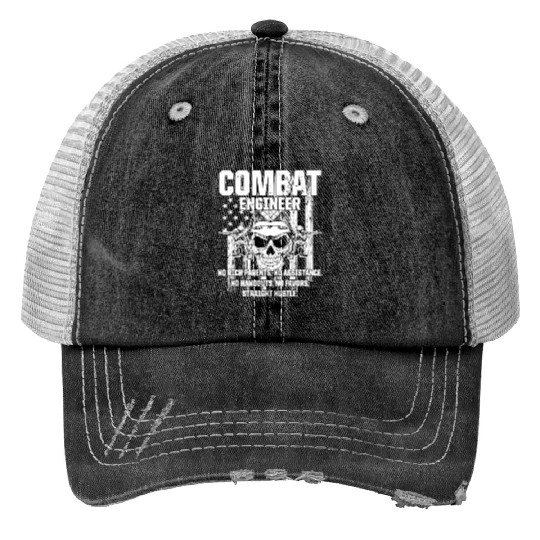 Combat Engineer Usa Military Sapper Print Trucker Hats