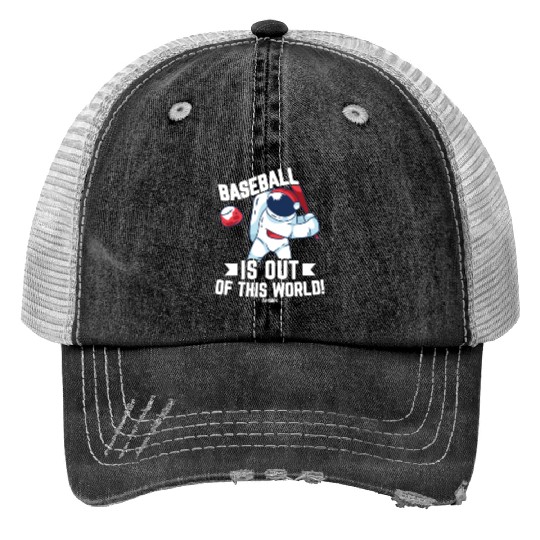 Baseball bat space comet planet Print Trucker Hats