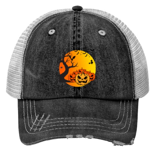 Halloween Night Print Trucker Hats