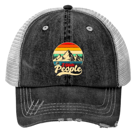 I Hate People Hiking Camping Print Trucker Hats