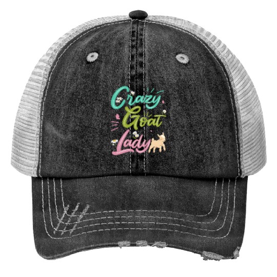Crazy Goat Lady Goat Lover Print Trucker Hats