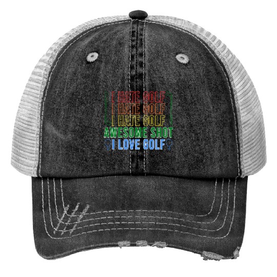 I Love Golf Golfer Print Trucker Hats