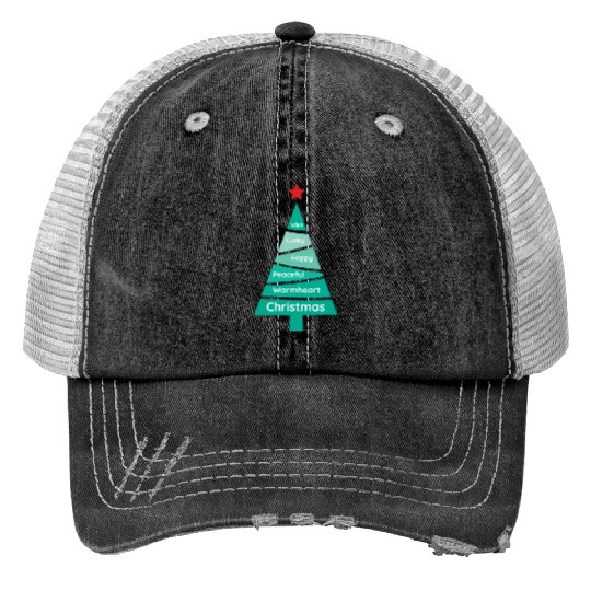 Minimalist Jungle Green Christmas Pine Print Trucker Hats