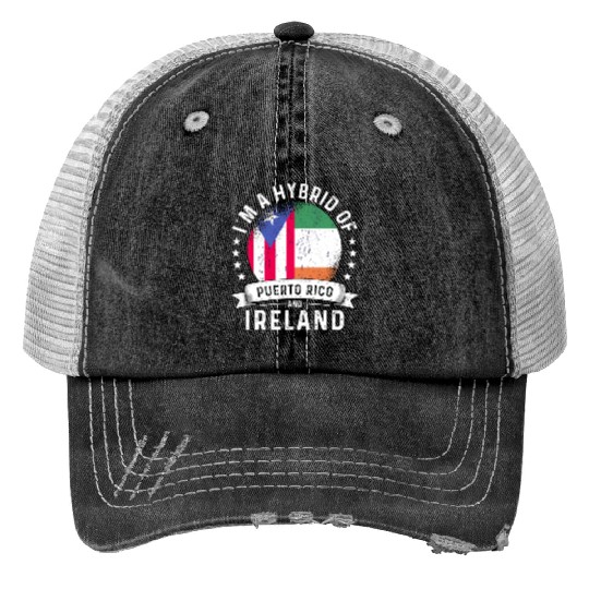 Puerto Rico Flag Ireland Grown Country Flags Print Trucker Hats