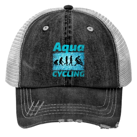 Aqua Cycling Swimming Pool Fitness Evolution Print Trucker Hats