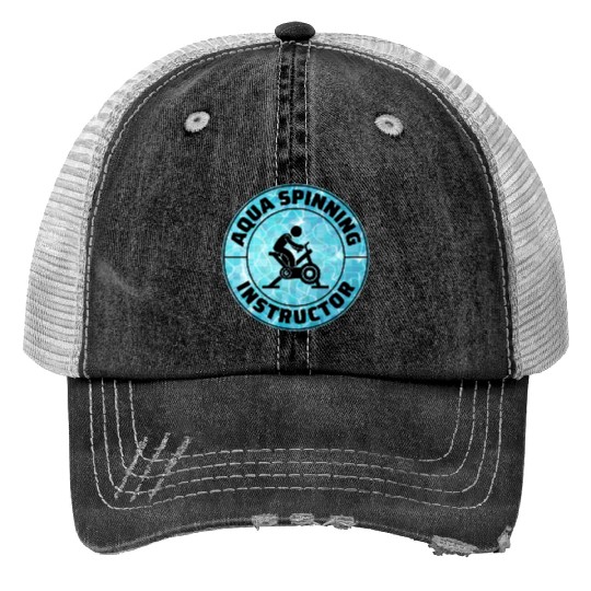 Aqua Cycling Swimming Pool Fitness Training Coach Print Trucker Hats